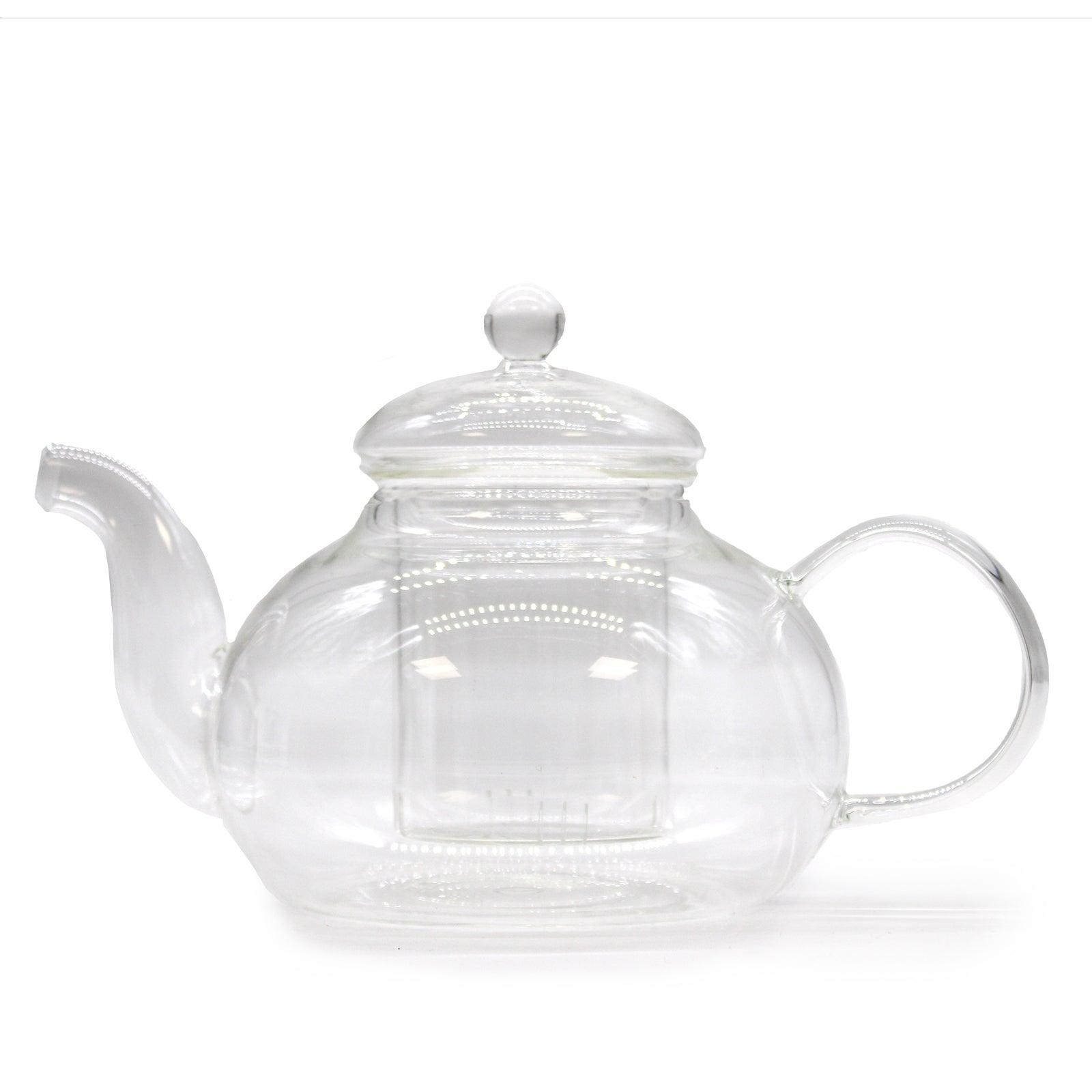 Glass Infuser Teapot - Round Pearl - 800ml - AromaEmporium