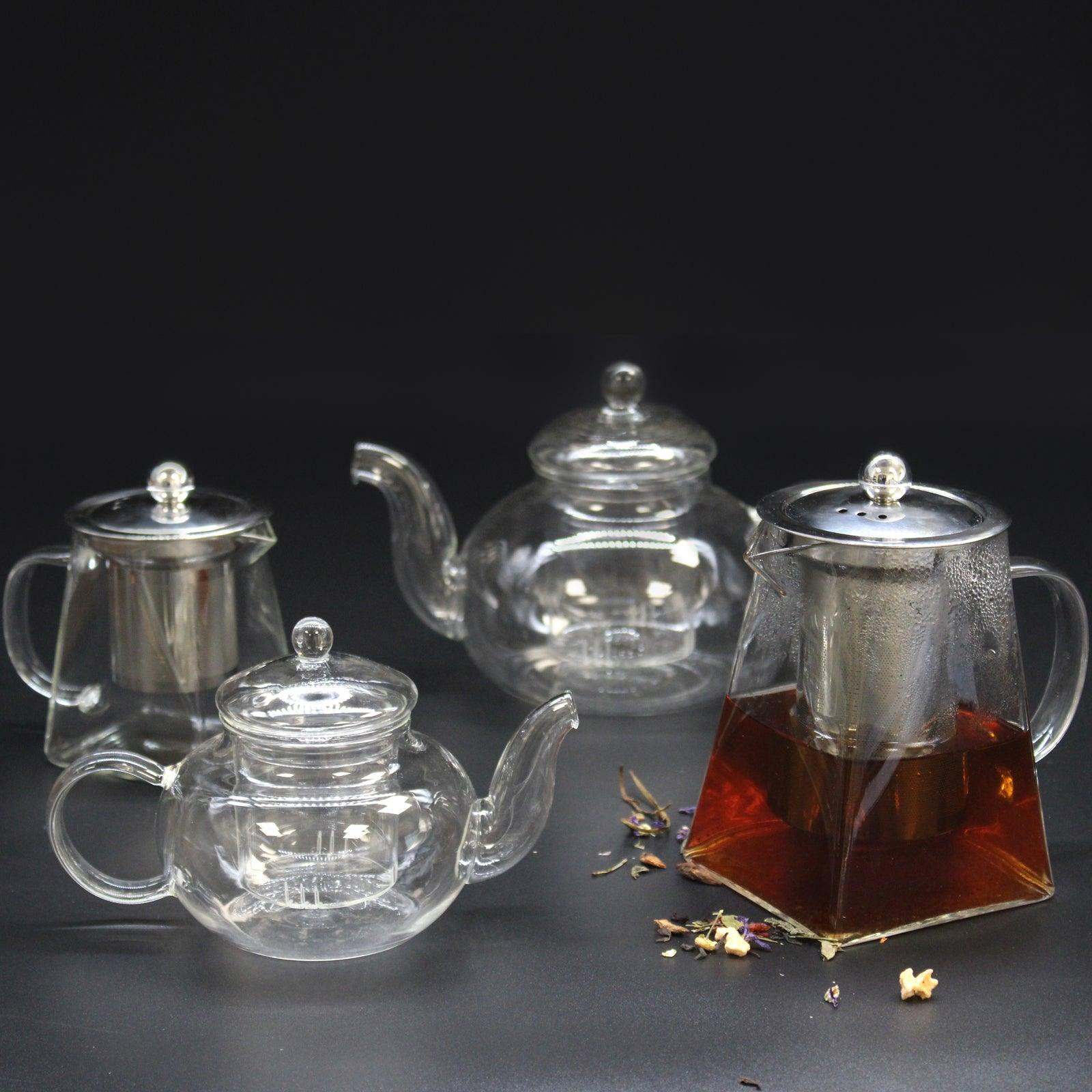 Glass Infuser Teapot - Round Pearl - 800ml - AromaEmporium