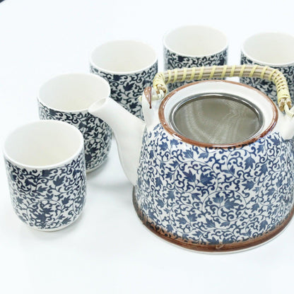 Herbal Teapot Set - Blue Pattern - AromaEmporium