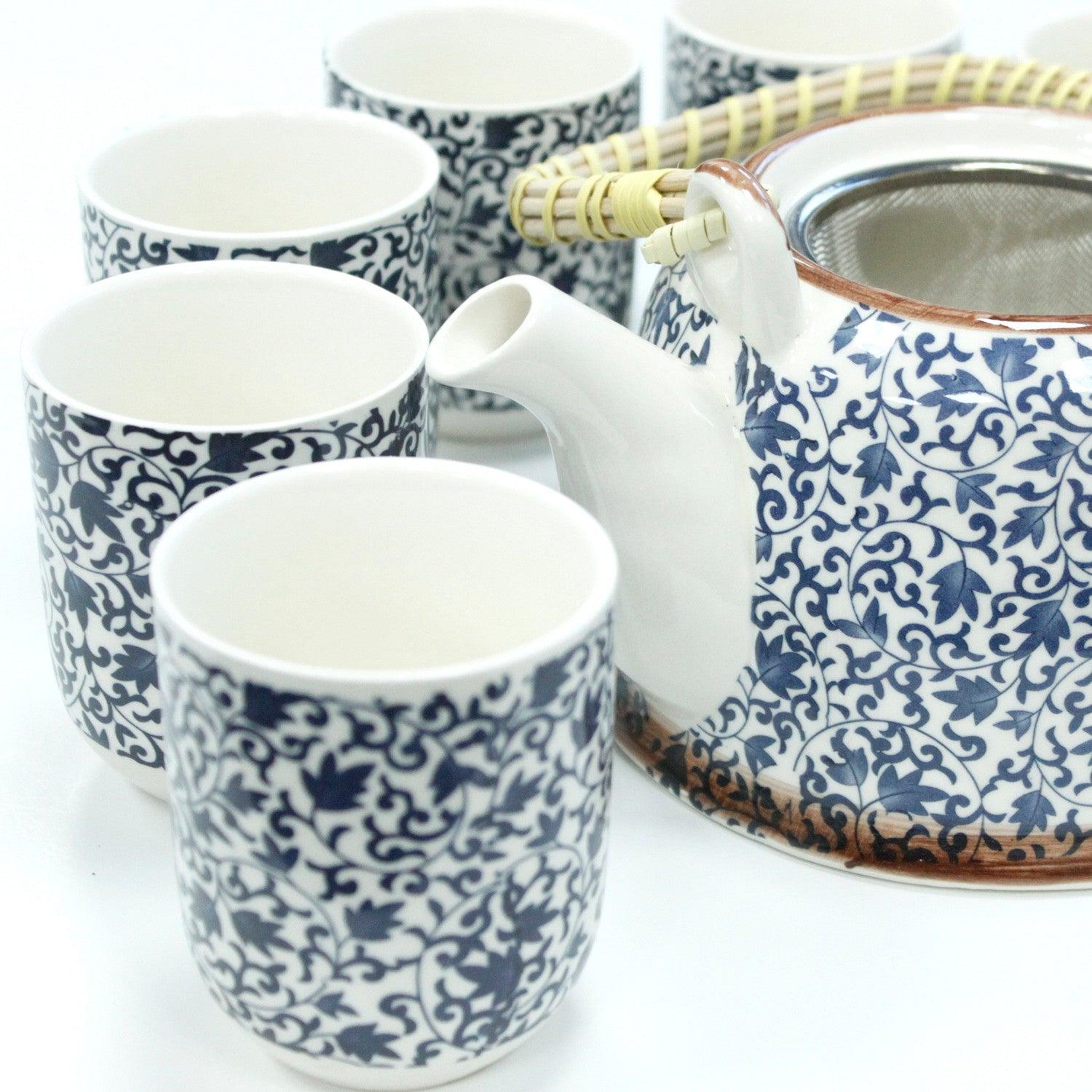 Herbal Teapot Set - Blue Pattern - AromaEmporium