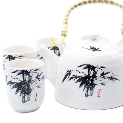 Herbal Teapot Set - White Stone Oriental - AromaEmporium