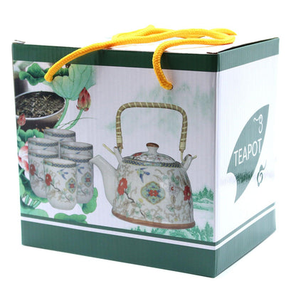 Herbal Teapot Set - White Stone Oriental - AromaEmporium